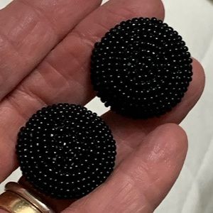 Black Beaded Clip-on Earrings